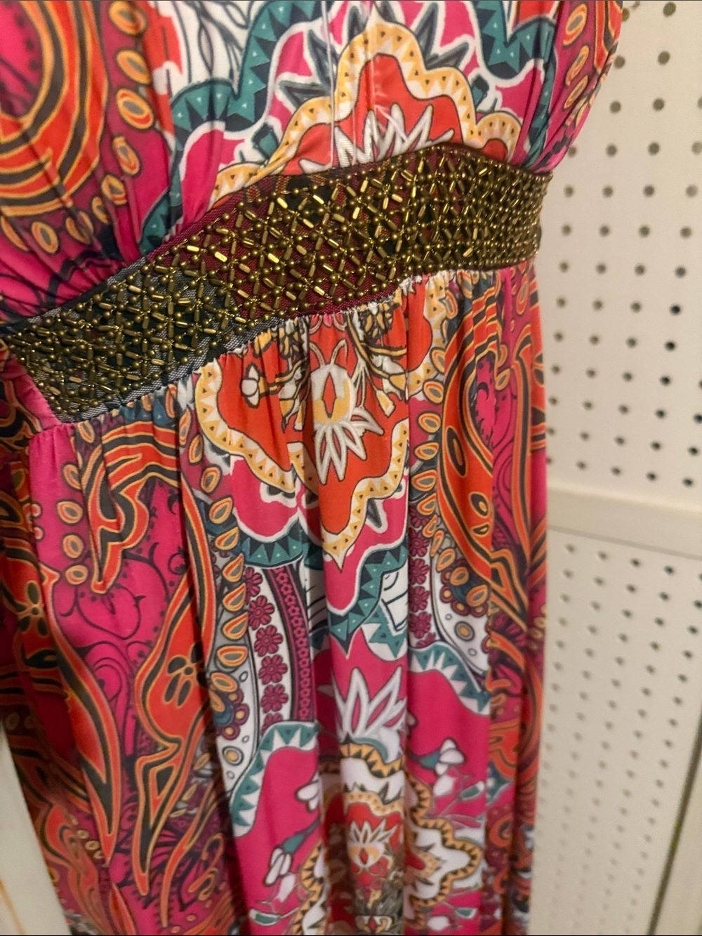 Style & Co. Pink Orange Paisley Maxi Dress with Brown Accent - Picture 4 of 5
